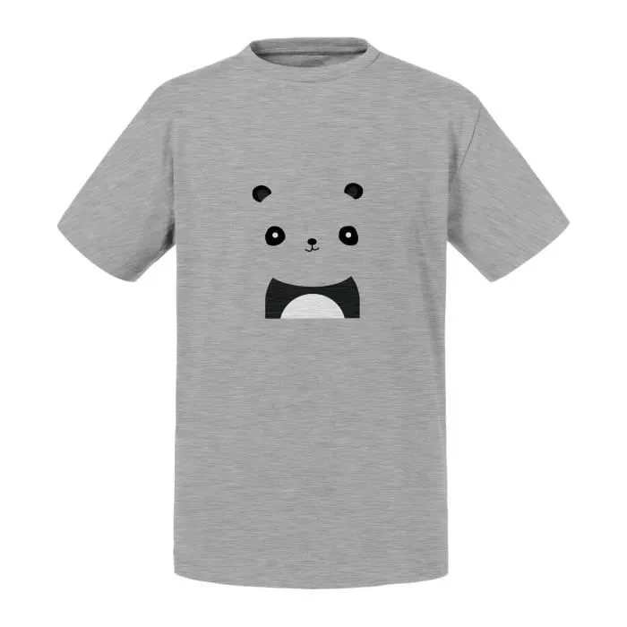 T-shirt Enfant Gris Dessin de Panda Style Minimaliste Simpliste Épuré Mignon Animaux-0