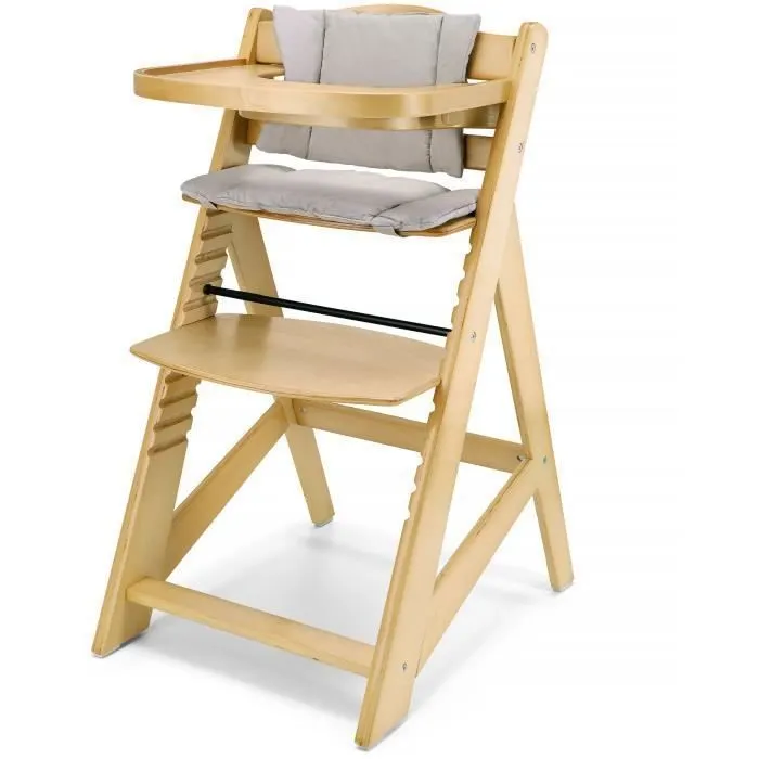 Moby-System Chaise Haute Bébé +6 mois ÉVOLUTIVE | 12 Réglages du Siège | Table Détachable Coussins & Ceinture 3 points -Bois Massif-0