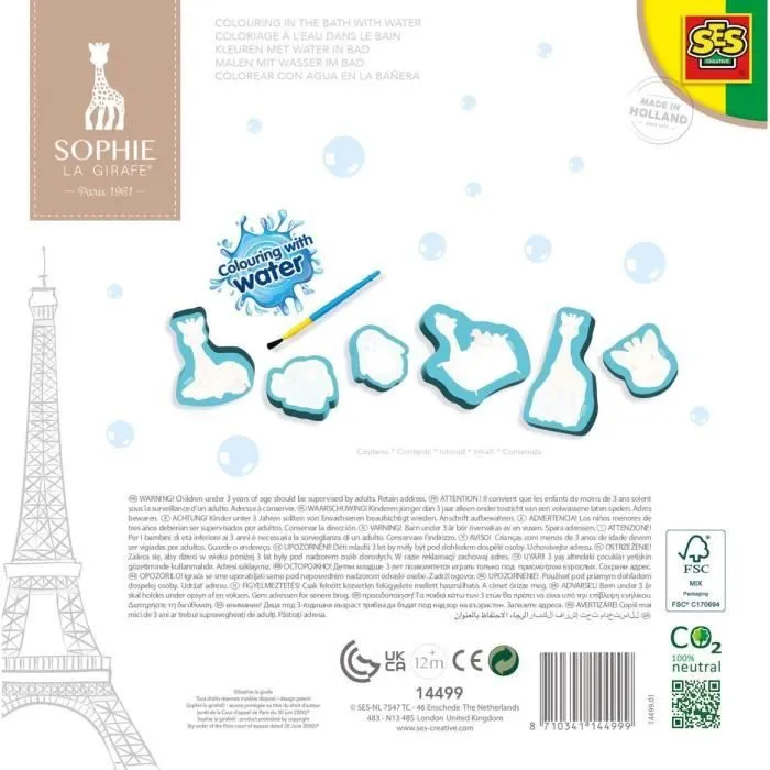 Jouet de bain - Sophie la girafe - Coloriage à l'eau - Bleu - 12 mois et plus-0