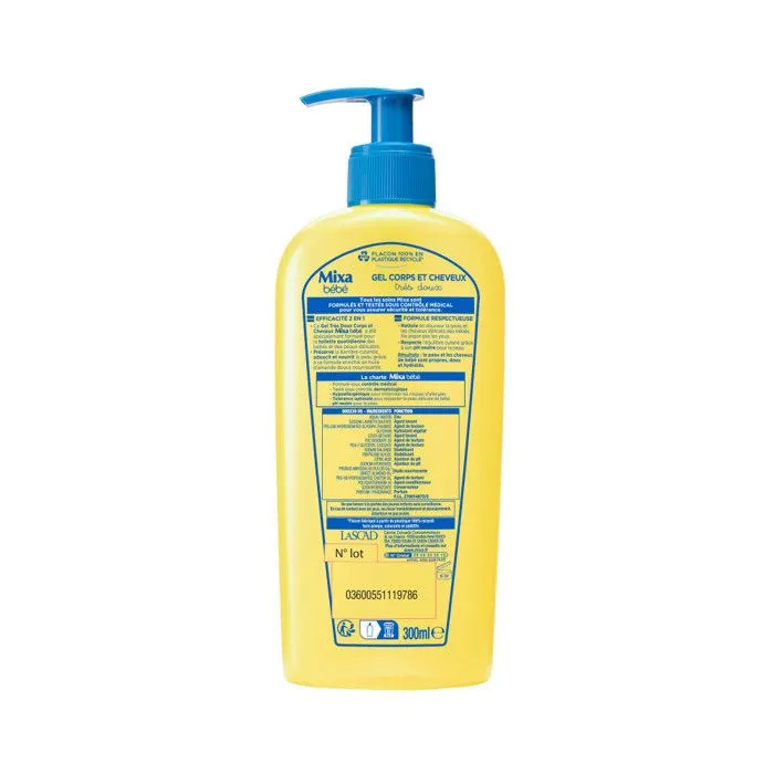 Mixa Bébé Gel Très Doux 2 en 1 Corps et Cheveux 300ml-1
