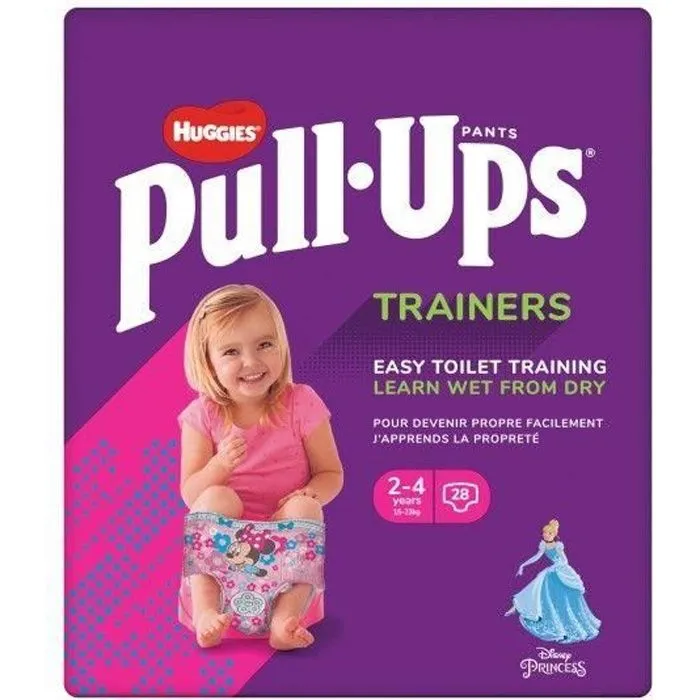 HUGGIES PULL-UPS Couches bébé fille - Taille 6 - 2 à 4 ans - 15 à 23 kg - Le paquet de 28 couches-0
