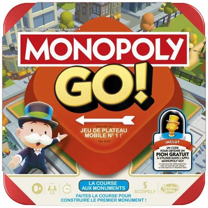 Monopoly GO!, Jeu de société, Jeu de plateau familial, Durée 15 min, Inspiré du jeu mobile, à partir de 8 ans-1