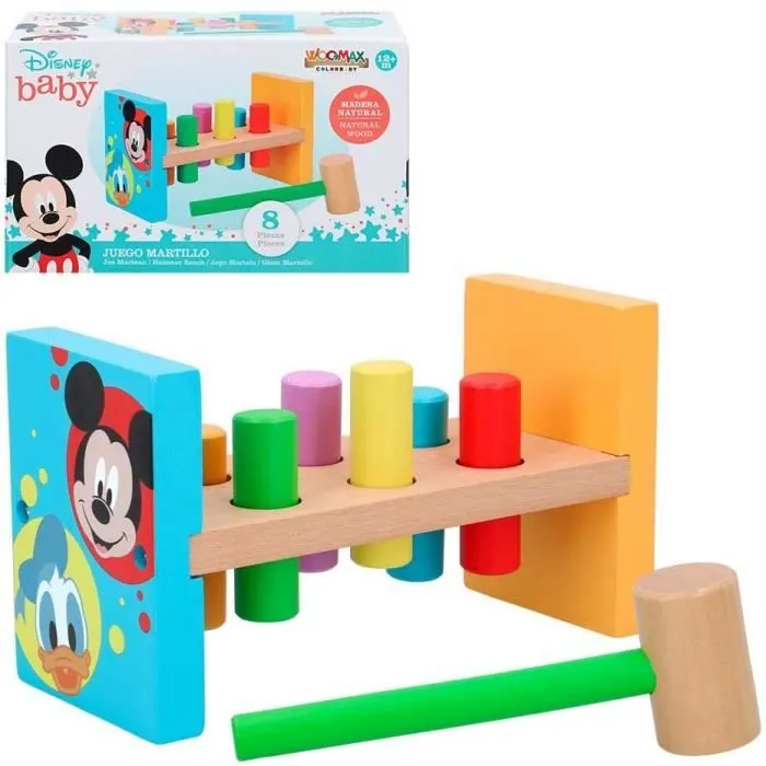 Jeu Marteau en Bois Mickey - Disney - Pour Enfants de 2 Ans - Jouet éducatif Montessori-0