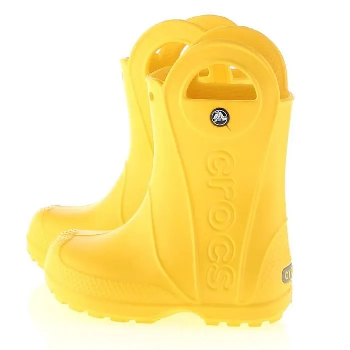 Bottes de pluie - Crocs - Handle Rain Boot Kids - Jaune - Caoutchouc - Haute tige-0