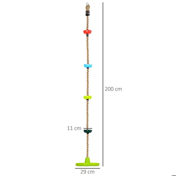 HOMCOM - Balançoire en corde d'escalade pour enfants - PP - 200x29cm - Vert-3