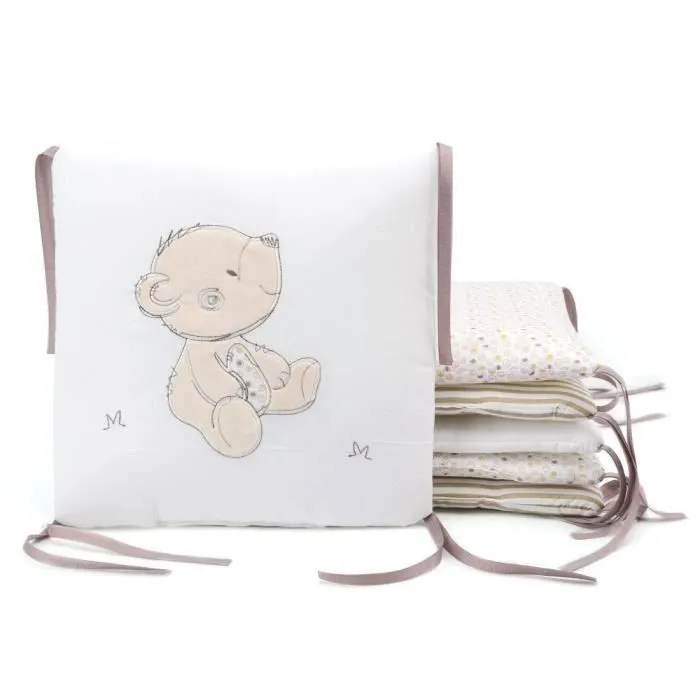 Tour de lit bébé Thor - Pare-choc de lit enfant - 6 pièces 30x30cm - Coton douillet - Blanc-2