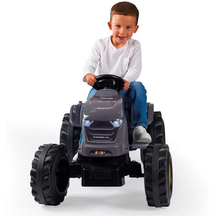 Tracteur à pédales Smoby Stronger XXL + Remorque - Gris-4