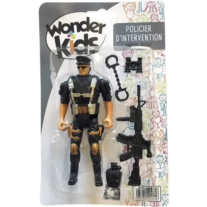 Figurine policier intervention Wonderkids ACC ASS4 - noir - 20x2,8x12 cm