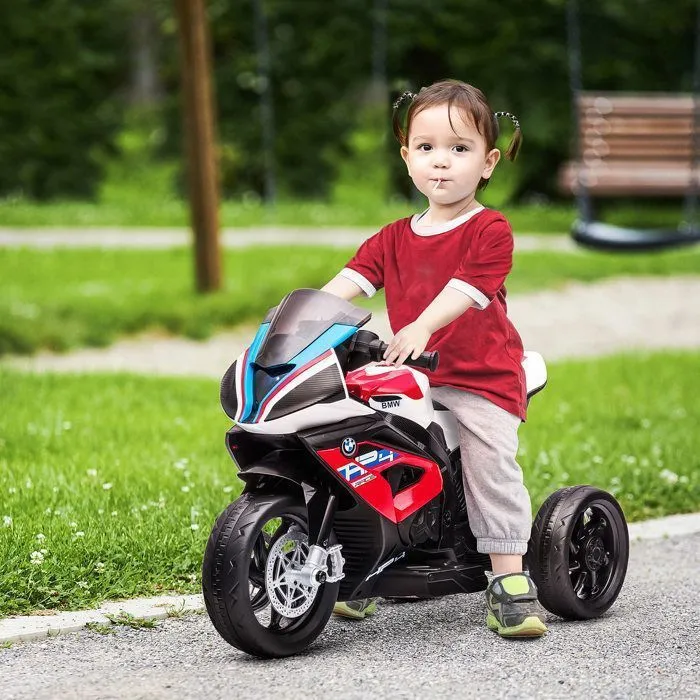 Moto électrique pour enfant BMW HP4 race 3 roues 6 V 2,5 Km/h phare effets sonores rouge-1