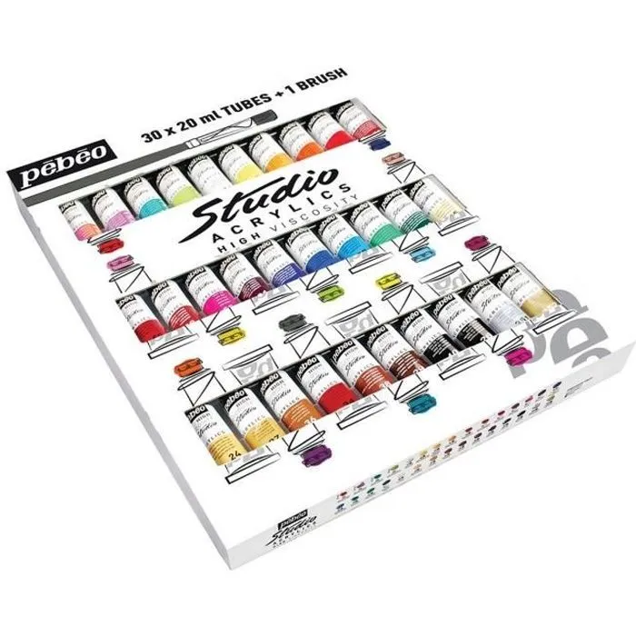 PEBEO Studio Acrylics 30 tubes 20 ml + brosse-0