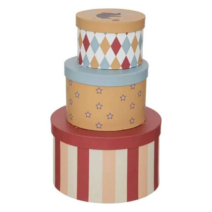 Boîtes de Rangement - Cirque - Lot de 3 - Multicolore - D. 25 x H. 15 cm-0