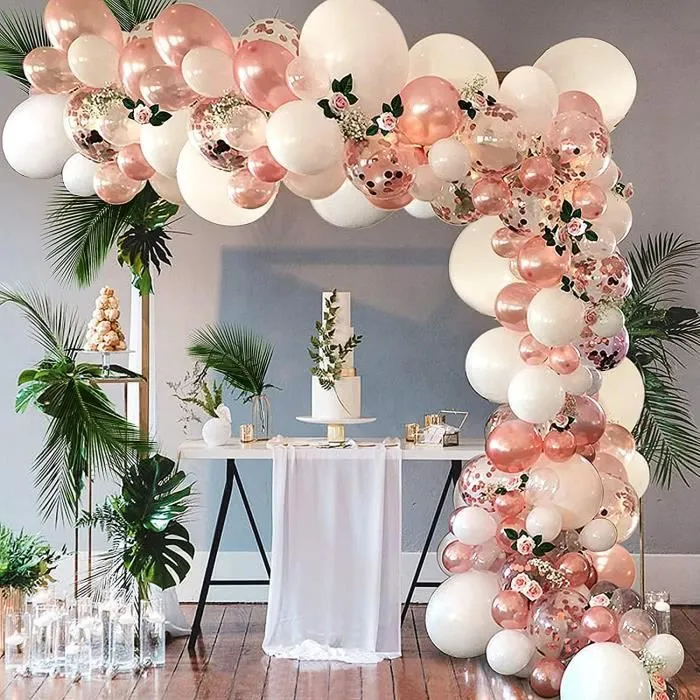 Arche Ballon Or Rose - Kit de 104pcs pour Décoration de Fête - Latex Naturel et Biodégradable-0