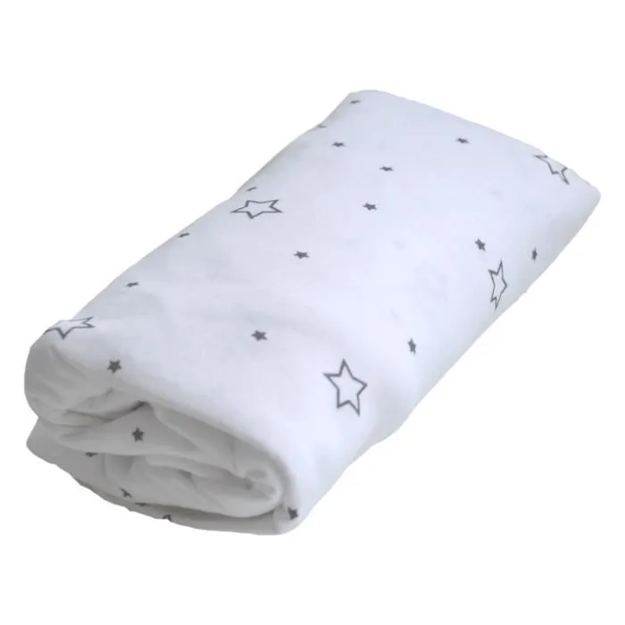 Drap housse imperméable - DOMIVA - 60 x 120 cm - Blanc imprimé étoiles gris-0