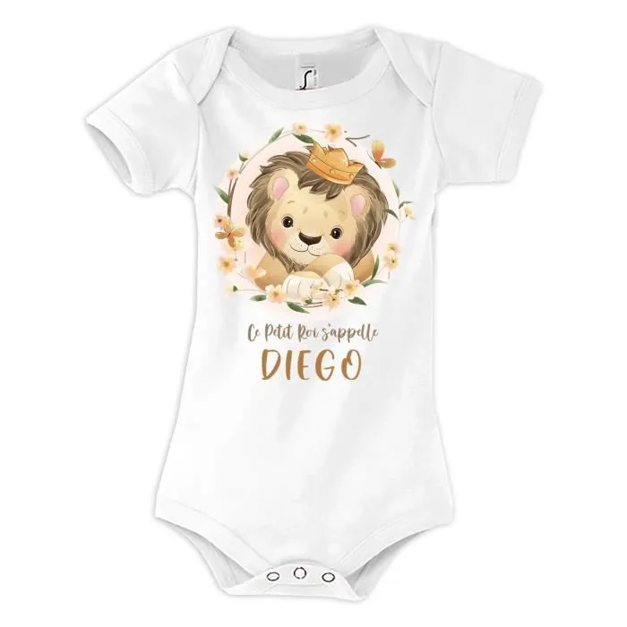 Body bébé Lion Roi - Diego - Blanc - Garçon-0