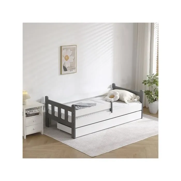 Lit gigogne pour enfant "Adria" - 90 x 190 cm - Blanc-1