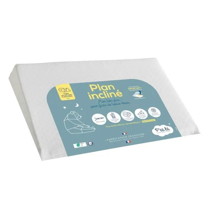 Plan incliné bébé P'Tit Lit pour lit 70x140 cm - Ventilé - Anti-acariens - Certifié Oeko-Tex®-0