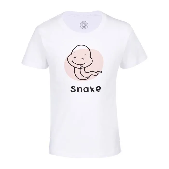 T-shirt Enfant Blanc Serpent Signe Astrologique Chinois Dessin Zodiaque Horoscope Animal Illustration-0