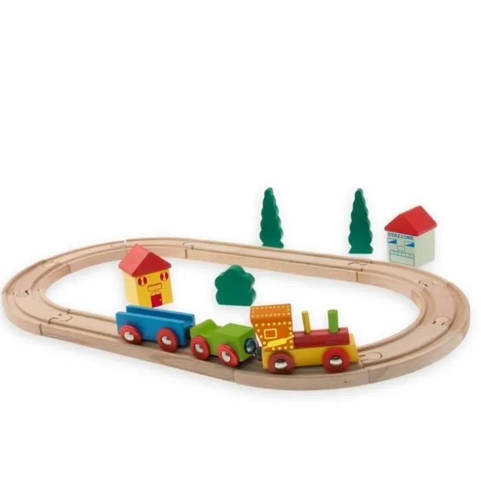 Piste de train de jeu en bois 120 cm-1