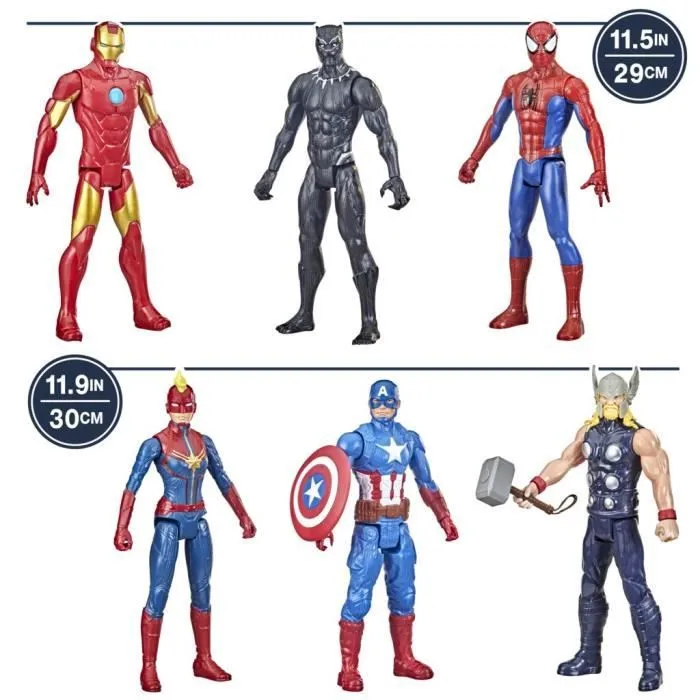 Pack 6 figurines Avengers de 30 cm, Marvel Titan Hero Series Multipack Titan Hero, dès 4 ans-5
