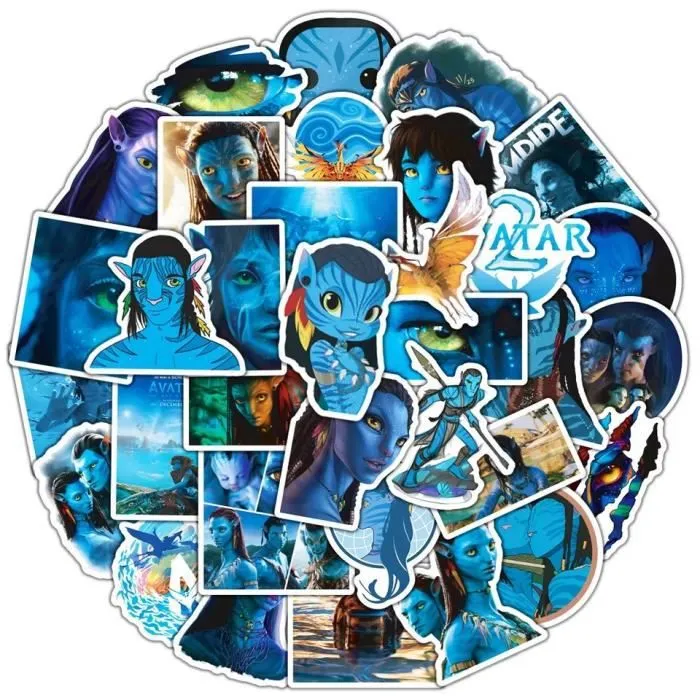 Lot de 25 stickers Avatar autocollants résistants à l'eau - Bleu-0