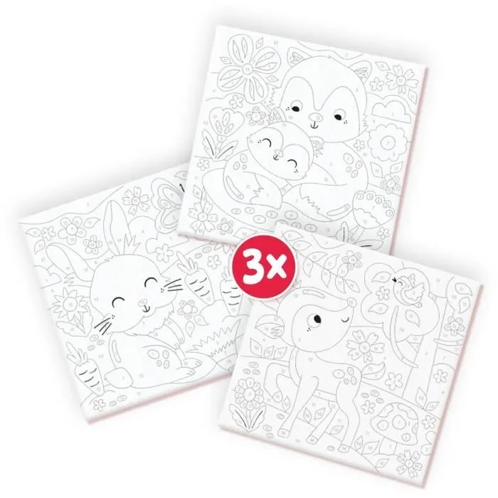 Peinture au numéro sur toile - 3 animaux de la forêt - SES CREATIVE-1