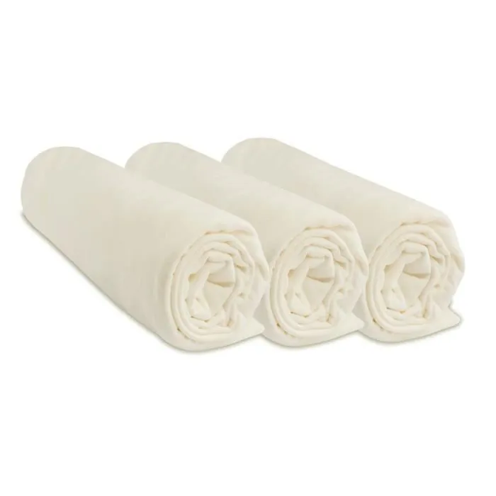 Lot de 3 Draps Housse Coton 70x160 cm Lit Bébé Lit Enfant 70x160 | Coton | Écru | Easy Dort-0