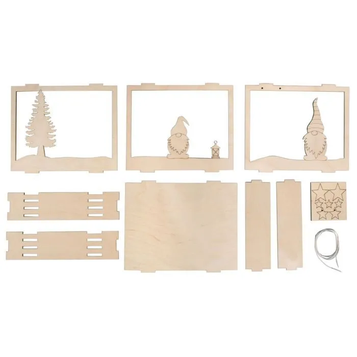 Cadre lutins du père Noël en bois à décorer-3