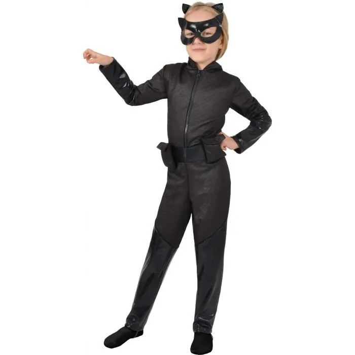 Déguisement Catwoman DC Comics pour fille - 3 pièces - Noir - Polyester - 7 ans et plus-0
