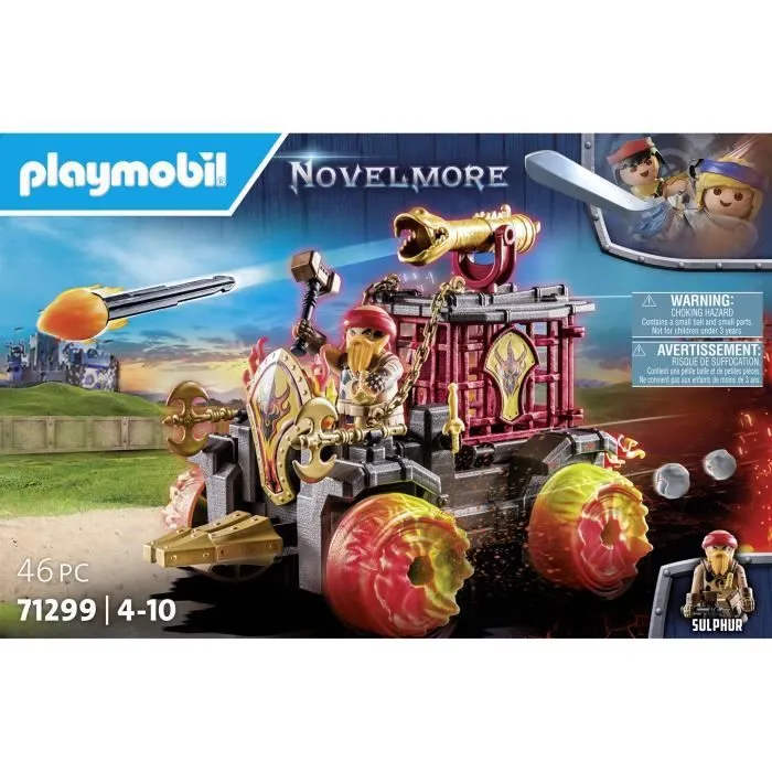 PLAYMOBIL 71299 Chariot de combat enflammé des Burnham Raiders- Affrontez les ennemis avec le chariot, son canon et siège éjectable-7