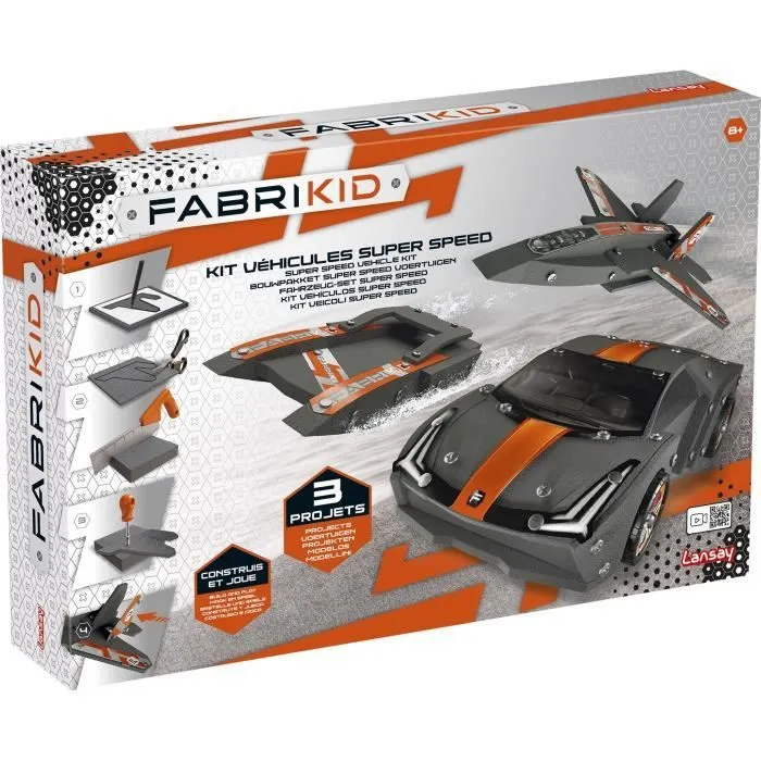 Fabrikid - Kit Véhicules Super Speed - Jouet Garçon - Construction - Dès 8 ans - Lansay-0