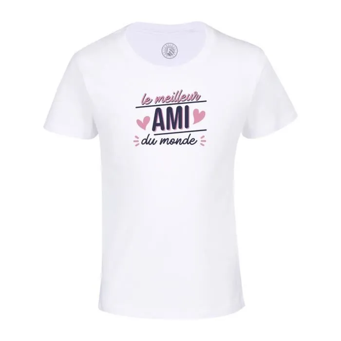 T-shirt Enfant Blanc Le Meilleur Ami du Monde Amitié Copain Copine-0