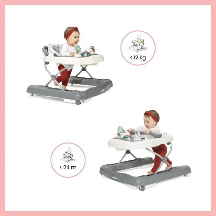 BABYMOOV Trotteur-Pousseur bébé - Evolutif - Pliage compact - Musical, Zinc-2
