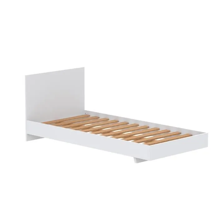 Lit enfant LOFT 90x190 cm en panneau de particules - Blanc - Avec sommier - Marque LEQUAIDESAFFAIRES-1