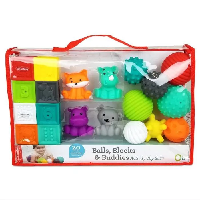 Infantino Sensory Balls Blocks & Buddies - Ensemble De Base De 20 Pièces-0