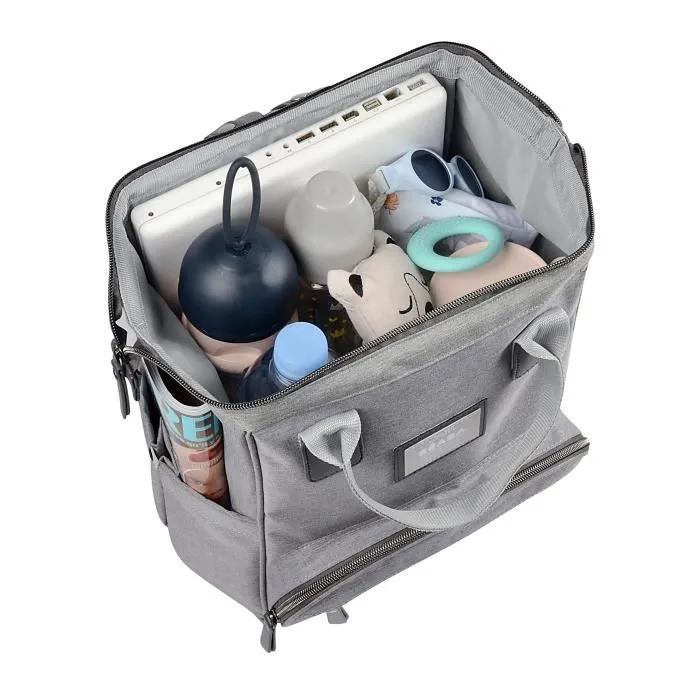 BEABA Sac à Dos à Langer pour Bébé Wellington, Grande capacité de rangement, Tapis à langer inclus, Grande ouverture, Gris-2