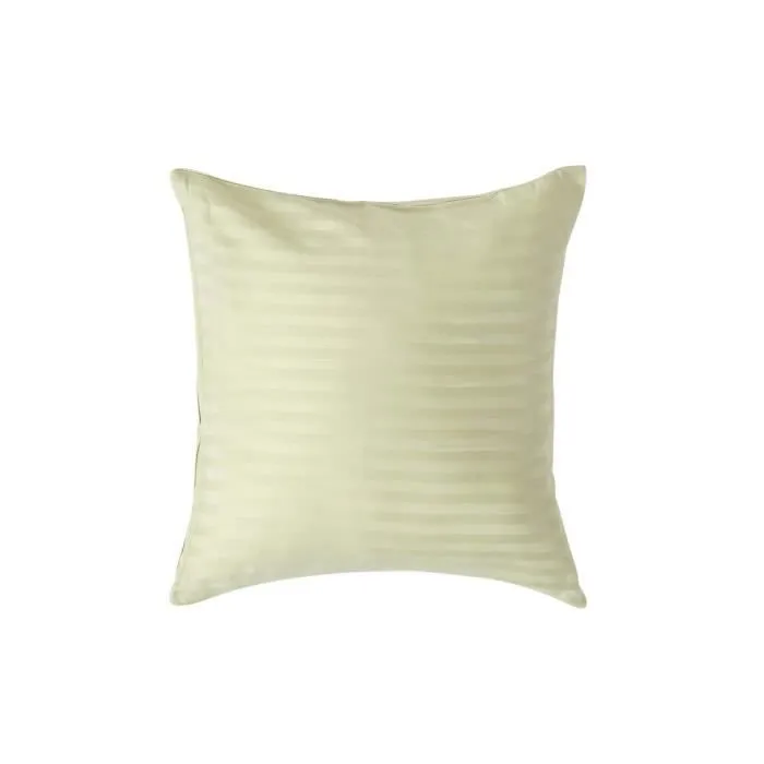 Taie d'oreiller Vert Sauge 100% coton Egyptien 330 fils 40 x 40 cm - HOMESCAPES - Carré - Rayures-0