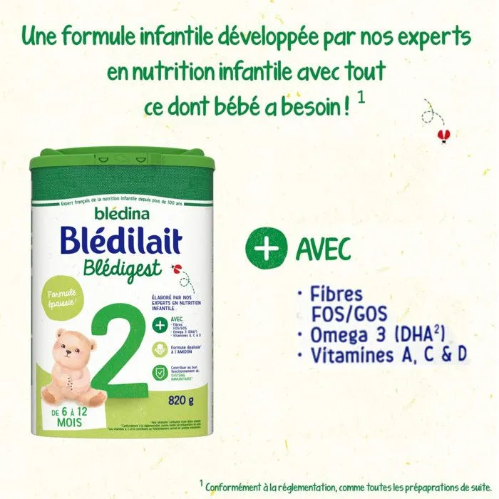 3 Boîtes de Lait en poudre Premium 2 (3x820g) - Blédilait De 6 à 12 Mois-1