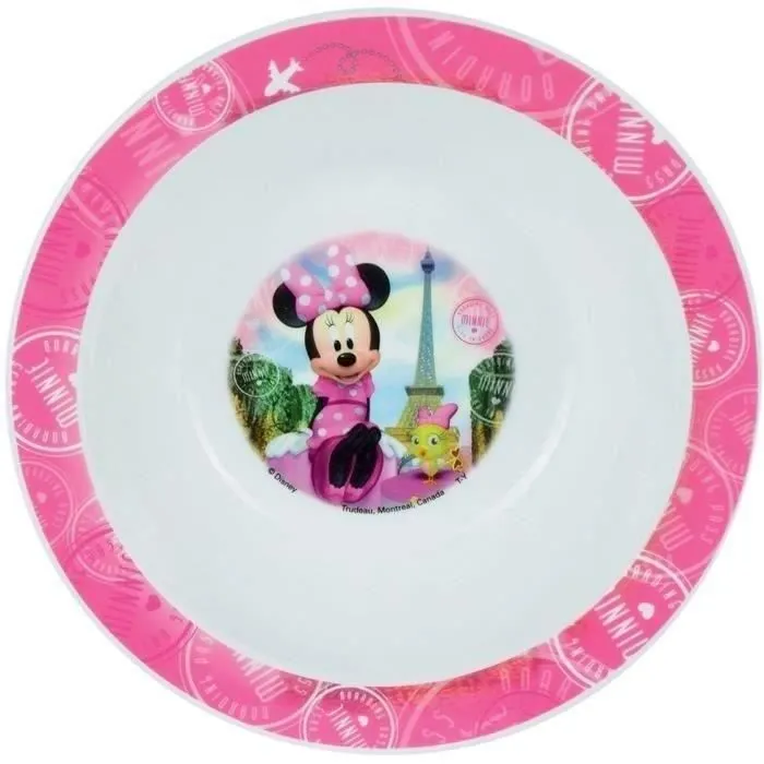 Lot Vaisselle Disney Minnie - FUN HOUSE - 006377 - Verre, Assiette Creuse, Assiette Plate, Gourde, Boîte Goûter et Couverts-2