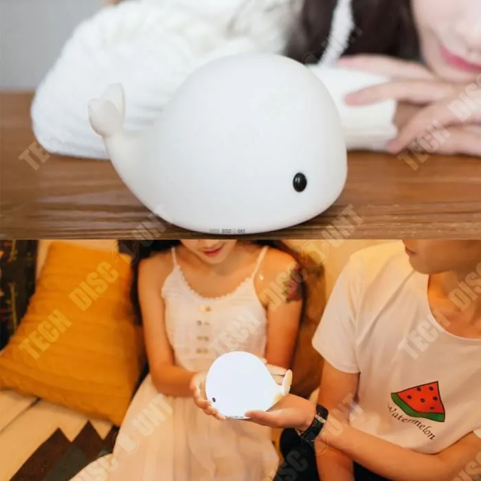 TD® Veilleuse bebe de nuit enfant lumineuse bureau table lecture lumière silicone dauphin induction yeux chambre lampe déco lit somm-1