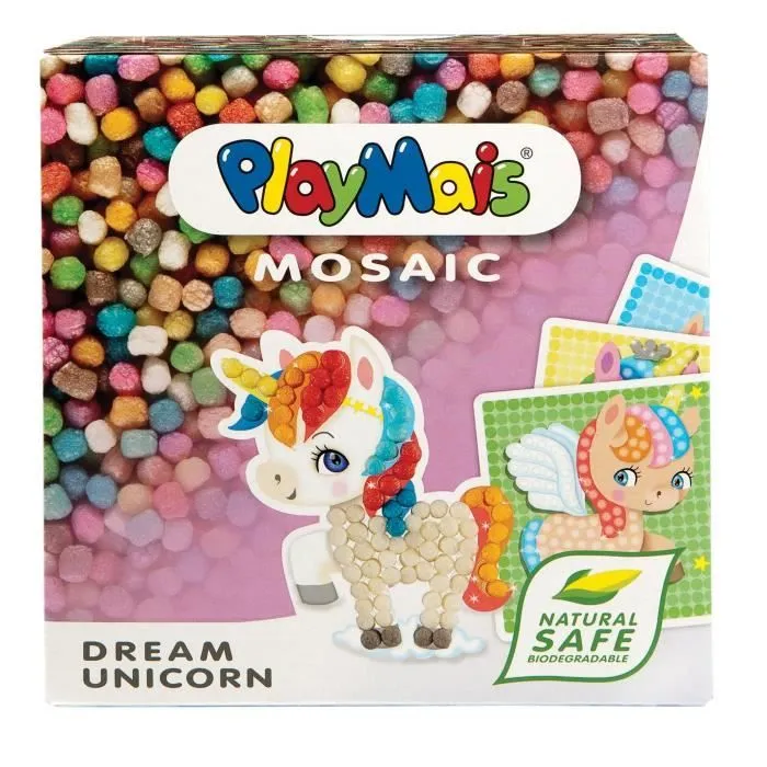 PLAYMAIS Mosaïque licorne - Marque PLAYMAIS - Stimule la créativité et développe l’agilité - 100% biodégradable-4