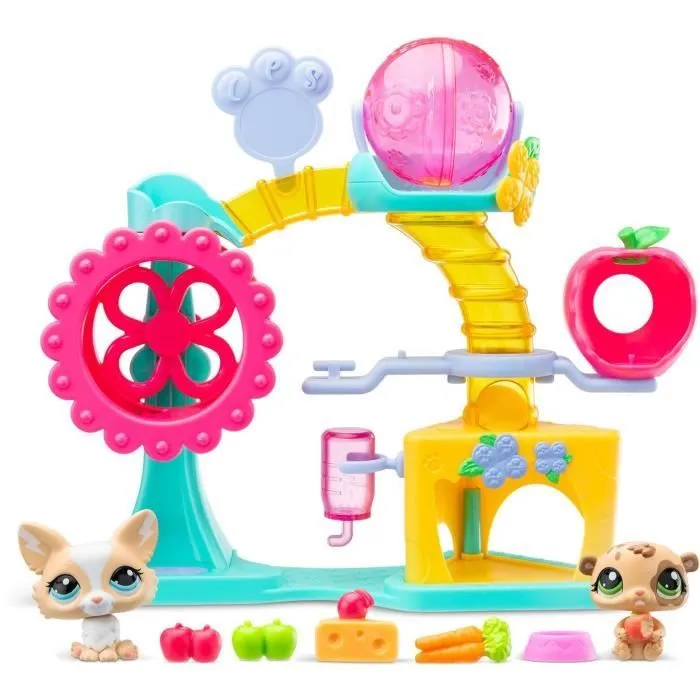 BANDAI - Littlest Pet Shop - Coffret Fun Factory - Ensemble de jeu avec 2 animaux, décor et accessoires - BF00519-1