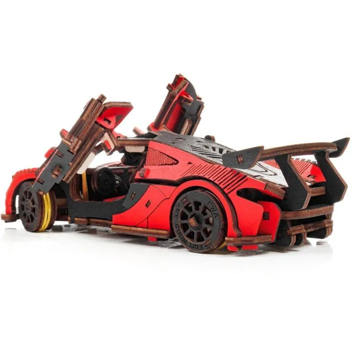 Maquette 3D - Graine Creative - Voiture rouge - Bois - 8 ans - Mécanisme à ressort-2