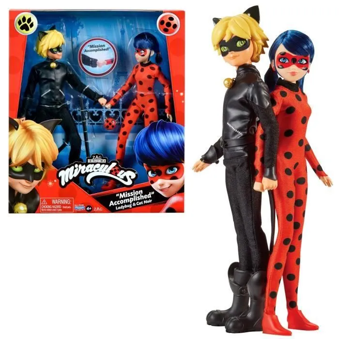 Pack de 2 Poupées mannequin 26 cm Miraculous Ladybug - Revivez les aventures de Ladybug et Chat Noir-0