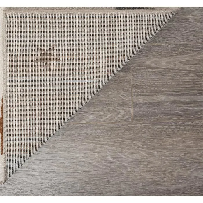 Tapis moderne doux pour enfants | Motif arc-en-ciel en crème 120x120 rond | Chambres de filles et de garçons - The Carpet SOUND-2