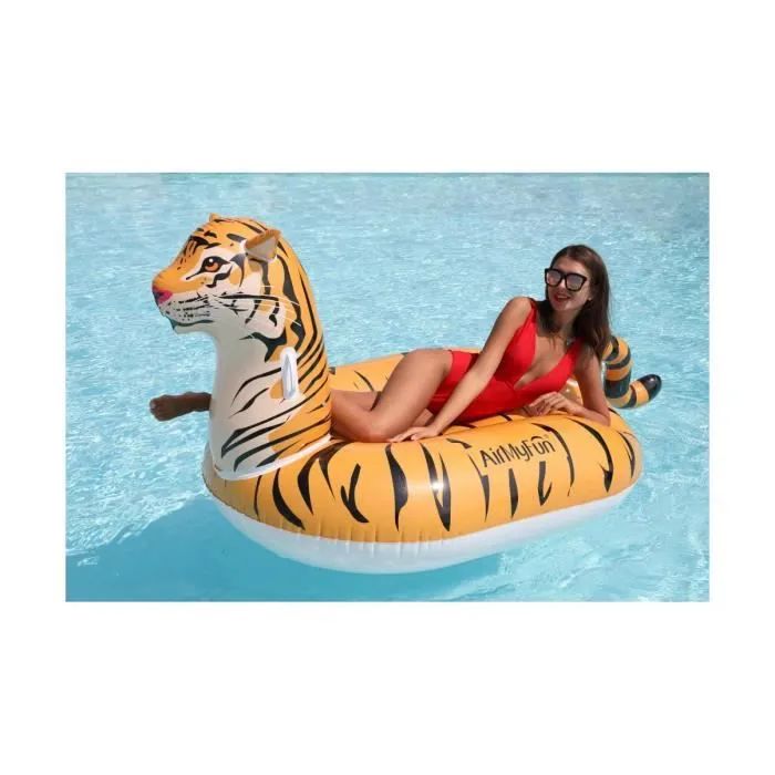Bouée Gonflable XXL Chevauchable - Tigre - 150x105x100cm-3