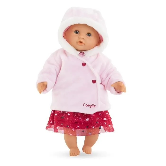 Manteau - Corolle - Pétales de Cœurs - Rose - 30 cm - Fausse fourrure-1