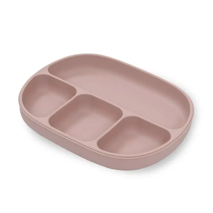 Assiette - plateau repas Interbaby - SI008-66 - Assiette avec couvercle et ventouse en silicone rose-3