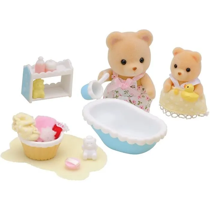 Sylvanian Families - Bébé Bain Temps - Modèle 5092 - Accessoires de bain pour bébé ours - Jaune et Blanc-2