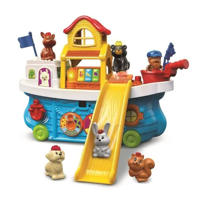 VTECH TUT TUT ANIMO - SUPER BATEAU TOBOGGAN - Jouet pour enfant de 1 à 5 ans avec 5 animaux et un pêcheur inclus-0