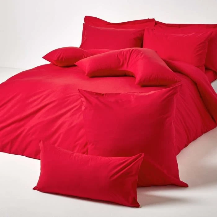 Taie d'oreiller Rouge 100% coton Egyptien 200 fils 80 x 80 cm-3
